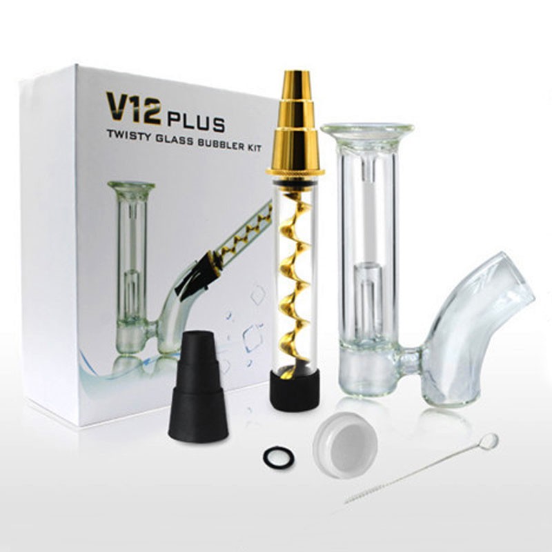 V12 Plus Kit Bubbler 17*128mm Size Metal Tip Glass Twist Smoking Pipe with  Detachable Mouthpiece - China Smoking Set and Dry Herb Tools Set price
