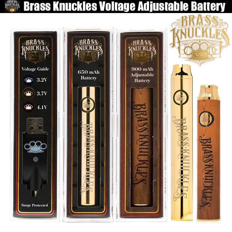 Brass Knuckles Battery 650mAh 900mAh Wood Gold Preheat Variable Voltage  Adjusted - Vapes Wholesale