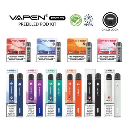 Original VAPEN POD Replaceable MESH COIL Disposable Vape e Cigarettes TPD MHRA Certified ELF BAR ELFA Compatible CHILD LOCK 500mAh Rechargeable Battery 20mg Refilled Electronic Cigs