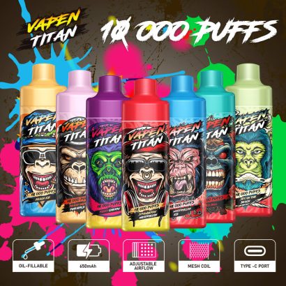 Authentic VAPEN TITAN Disposable Vape 10000Puffs e Cigarettes 20ml Refilled Puff Razz Bar Tornado Flavor 9K 10K 12K Wholesale i Wape Cigs On Stock Fast Delivery Vapor