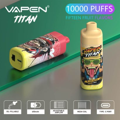 Authentic VAPEN TITAN Disposable Vape 10000Puffs e Cigarettes 20ml Refilled Puff Razz Bar Tornado Flavor 9K 10K 12K Wholesale i Wape Cigs On Stock Fast Delivery Vapor