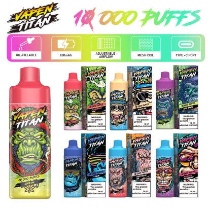 Authentic VAPEN TITAN Disposable Vape 10000Puffs e Cigarettes 20ml Refilled Puff Razz Bar Tornado Flavor 9K 10K 12K Wholesale i Wape Cigs On Stock Fast Delivery Vapor