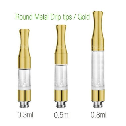 Gold CBD THC Hemp Cartridges Thick Oil O pen CE3 atomizer Metal Round drip tips Vape Pen vapor wax Tank